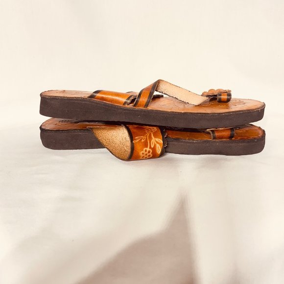 Hand-tooled leather Mexican artisanal sandals Size 4 (6,5 - 7) - Picture 7 of 7
